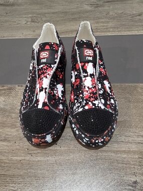 Mark Ecko Black Red & White Splash Slip-On Sneakers for Women